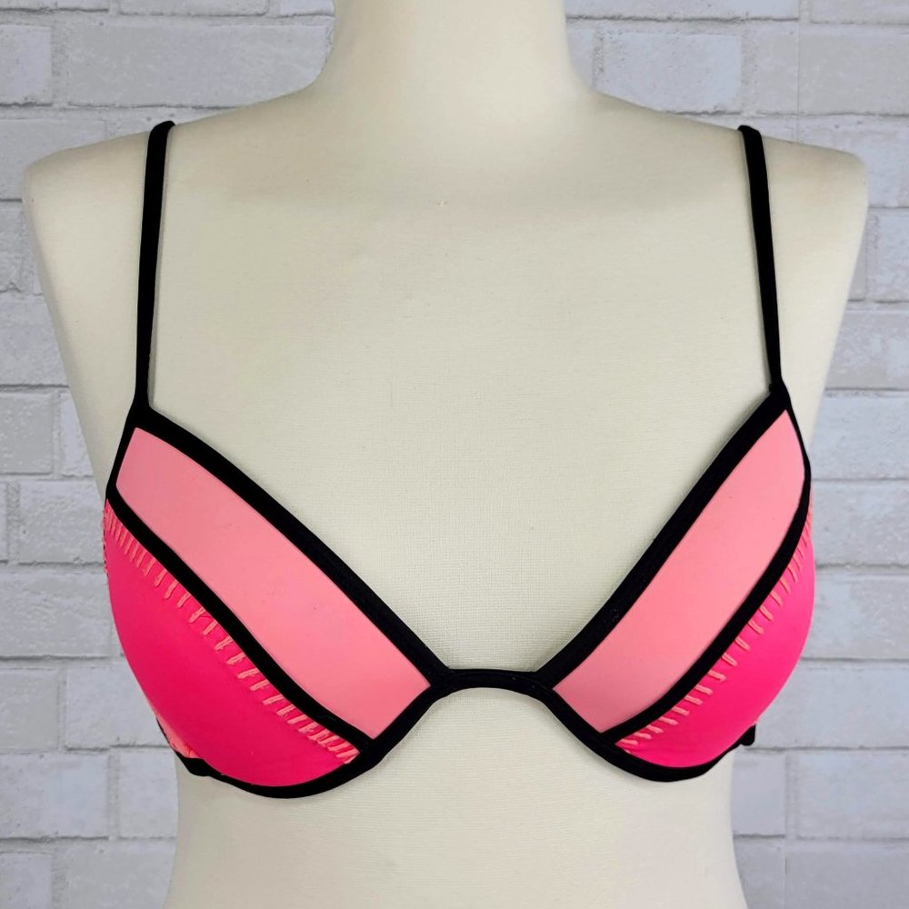 Victoria's Secret Underwire Pink Color Block Bikini Top - Picture 1 of 4